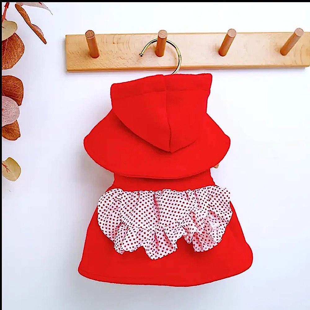 NEW Winter Red Riding Hood Woolen Dress for Puppy Small Dog